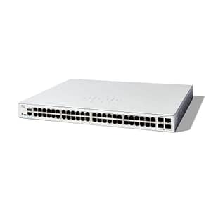 Cisco catalyst 1300-48t-4g switch gestito l3 – 48 x 10/100/1000base-t + 4 x 10 gigabit sfp+ montabile su rack bianco
