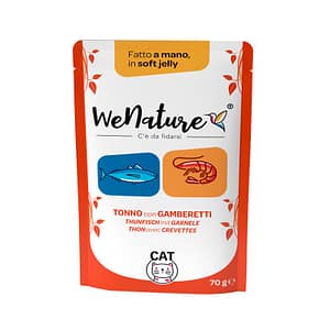 WeNature Tonno con Gamberetti Soft Jelly Umido in Busta per Gatti Peso Confezione 70 g – KIT 6x