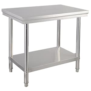 Costway Tavolo da lavoro multifunzione in acciaio per supermercato, ristorante e negozio, 91,5x61x90cm, Argento