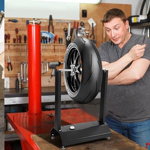 Costway Equilibratrice portatile per bilanciare pneumatici di motocross, equilibratrice statica per ruote di bici e moto per casa e officina