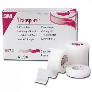 3M Transpore – Cerotto in plastica traforata, 1527-1 – 25mm x 9,14m – 12 rotoli