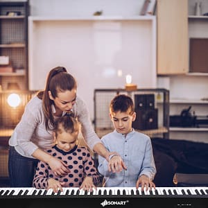 Costway Pianoforte digitale a 88 tasti portatile per bambini con borsa, Tastiera elettronica con 128 toni Nero