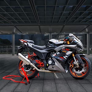 Costway Cavalletto posteriore per moto regolabile con piastre, Cavalletto per moto universale Rosso