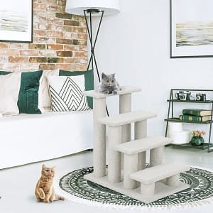 Costway Albero di gatto per graffiare in truciolare, Albero rampicante per gatti 60cm Bianco