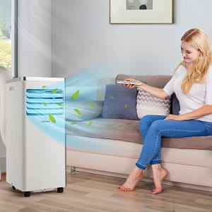 Costway Aria condizionata portatile 7000 BTU con 4 modalità e 2 velocità, Condizionatore con telecomando e timer Bianco