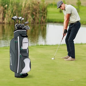 Costway Borsa da golf leggera con tracolla 7 tasche con cerniera, Borsa per carrello da golf portatile con 14 divisori