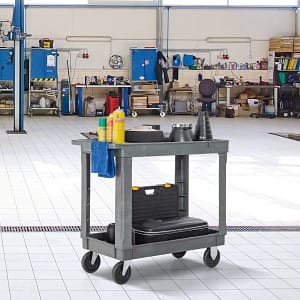 Costway Carrello da servizio a 2 piani con carico massimo di 250 kg, Carrello di servizio in PP resistente Grigio
