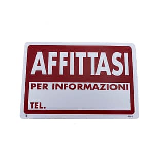 Cartello Dakota 20×30 cm AFFITTASI colore bianco e rosso