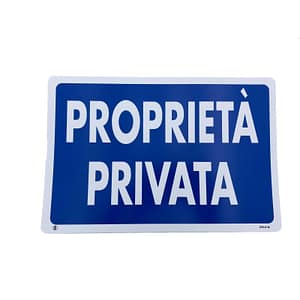 Cartello Dakota 20×30 cm PROPRIETA’ PRIVATA bianco e blu