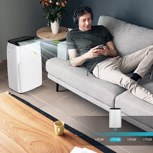 Costway Condizionatore d’aria portatile 4-in-1 da 14000BTU, AC con ventilatore a velocità multipla telecomando Bianco