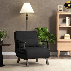 Costway Divano letto trasformabile con schienale regolabile in 6 posizioni cuscino rimovibile, Divano chaise lounge Nero