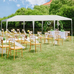 Costway Gazebo impermeabile all’aperto da 3x9m, Tenda per uso intensivo con corde riflettenti per eventi