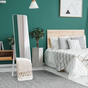 Costway Specchio a figura intera 160 x 37 cm, Specchio da appoggiare o da appendere al muro, Bianco