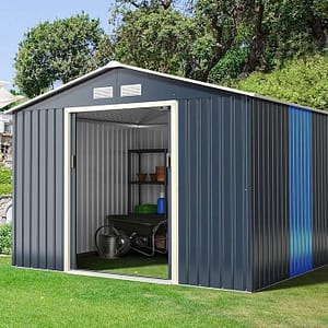 Costway Kit di estensione abbinato per capanno degli attrezzi da giardino, Estensione per casetta organizer 277x64x202cm