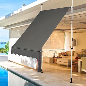 Costway Tenda da sole telescopica e retrattile, Tenda parasole resistente ai raggi UV impermeabile 150x120cm Grigio scuro