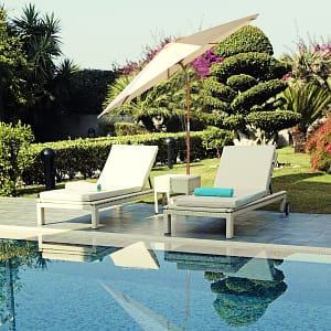 Costway Ombrellone regolabile 3m da esterno con struttura di legno, Parasole impermeabile per cortile e piscina Beige