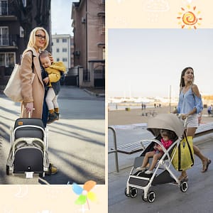 Costway Passeggino leggero per bambini con capottina reclinabil schienale regolabile, Passeggino da viaggioe pieghevole Grigio