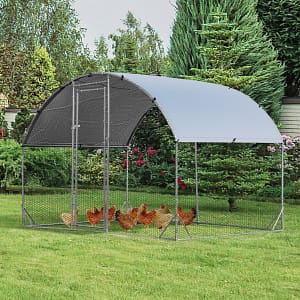 Costway Pollaio per galline con copertura tetto a volta, Gabbia per galline in metallo da esterno 280x190x195cm