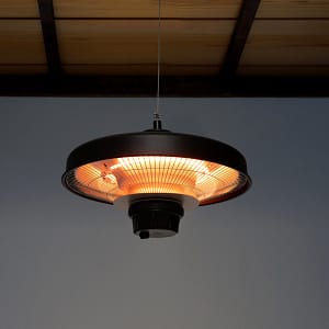 Costway Riscaldatore elettrico da esterno a soffitto, 2000W Riscaldatore infrarossi impermeabile con telecomando Nero