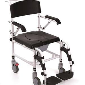 Carrozzina per wc e doccia – ruote piccole piroettanti da 12 cm con freni