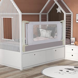 Costway Sbarra di sicurezza per bambini con altezza regolabile sollevamento verticale, Sbarra per letto Grigio 150cm