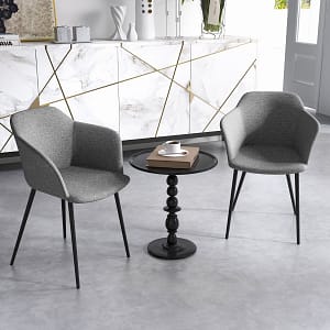 Costway Set di 2 sedie da pranzo imbottita con schienale ergonomico ampi braccioli, 2 Sedie moderne ed eleganti Grigio