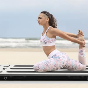 Costway Tappetino da ginnastica 3 m con spessore 10 cm, Tappetino gonfiabile ad aria per ginnastica, Argento