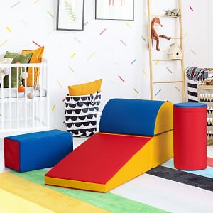 Costway Set di 5 blocchi giocattoli con diverse forme e colori per bambini, Giocattolo per arrampicata e strisciamento