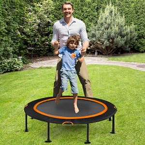 Costway Trampolino fitness silenzioso con corde elastiche durevoli per bambini e adulti, Trampolino pieghevole 122cm