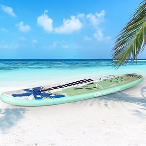 Costway Tavola da paddle gonfiabile con pagaia regolabile, Tavola da surf portatile per pesca e yoga 320x76x15cm Verde