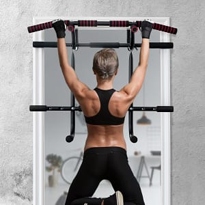 Costway Sbarra multifunzionale per chin up per casa e palestra, Barra da appendere per allenamento sulla porta con corde