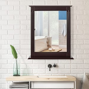 Costway Specchio da parete con cornice da trucco per l’uso bagno o camera 57x12x68cm Marrone