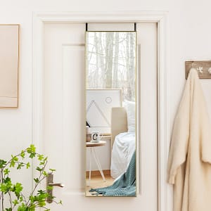 Costway Specchio sopra la porta con cornice in alluminio vetro antigraffio, Specchio da appendere o da parete Oro