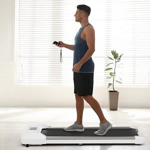Costway Tapis roulant elettrico sotto scrivania con capacità di 120kg telecomando, Tapis roulant per camminare correre Grigio