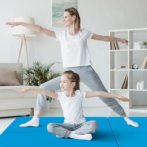 Costway Tappetino yoga pieghevole in pelle PU, Materassino fitness spessore multifunzionale e antiscivolo 180x60x5cm Blu