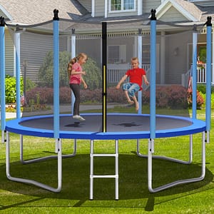 Costway Tappeto elastico da esterno 305cm per bambini e adulti, Tappeto elastico con rete di sicurezza per saltare