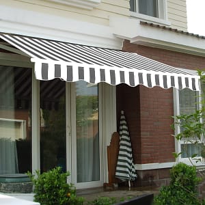 Costway Tenda da sole manuale retrattile 3×2,5m impermeabile, Tenda parasole per balcone resistente ai raggi UV Bianco e grigio