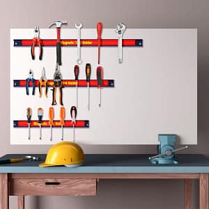Costway Portautensili magnetico da parete 3 pezzi 20/30/46cm con carico 22kg, Portautensili magnetico da officio garage