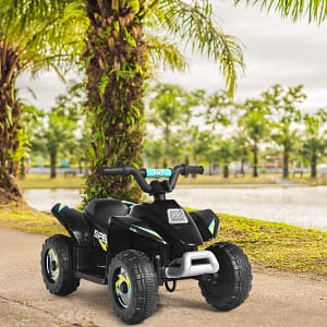 Costway Quad cavalcabile alimentato a batteria 6V con velocità massima 4,6 km/h, Mini quad ATV per bambini Nero