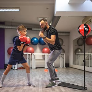 Costway Set da boxe per bambini e bambine, Palla da boxe con altezza regolabile pompa manuale e guanti da boxe