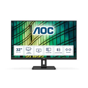 Aoc essential line u32e2n 31.5 uhd 4k led va formato 16:9 contrasto 2.500:1 2xhdmi 1xdisplay port colore nero garanzia italia