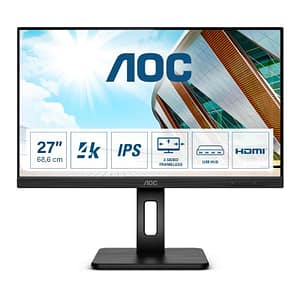 Aoc u27p2 27 led ips uhd 4k formato 16:9 contrasto 1.000:1 1xhdmi 1xdisplay port 4xusb colore nero garanzia italia
