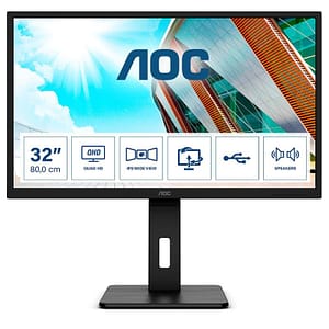 Aoc monitor 31.5“ led ips q32p2 2560×1440 2k ultra hd tempo di risposta 4 ms