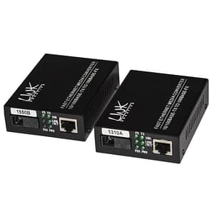 Link coppia media converter 10-100base-t a 100base-fx singlemode wdm singola fibra bidirezionale 1310-1550nm