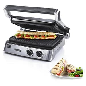 Princess 117300 panini grill termostato regolabile potenza 2000 watt piastra 29×23 cm coperchio basculante