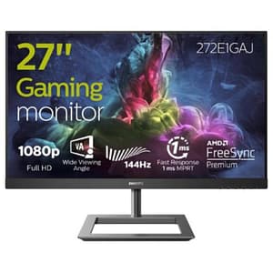 Philips 272e1gaj monitor gaming 27“, 144 hz, 1ms, amd freesync premium, full hd, hd, hdmi, display port, casse audio integrate, protezione occhi, 350cd-m2, mega infinity contrast, vesa
