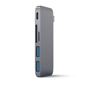Satechi st-tcupm hub 3 in 1 tipo-c usb 3.0 in alluminio con porta di ricarica usb-c per macbook 2015/2016/2017 da 12 space grey