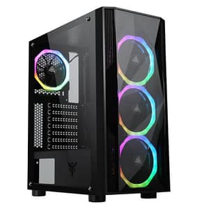Itek shake evo case middle tower gaming pannello laterale in vetro temperato 2xusb 3.0 4x12cm ventole argb black