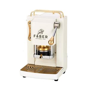 Faber pro mini deluxe macchina da caffÈ cialde 44mm 500w 15 bar 1.3lt + 50 cialde pure white ottone