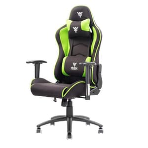 Itek playcom fm20 sedia gaming ergon. verde, schienale reclinabile, braccioli e poggiatesta regolabili, sup. lombare, comfort e design, ideale come sedia ufficio, sedia per studio o poltrona per gamer